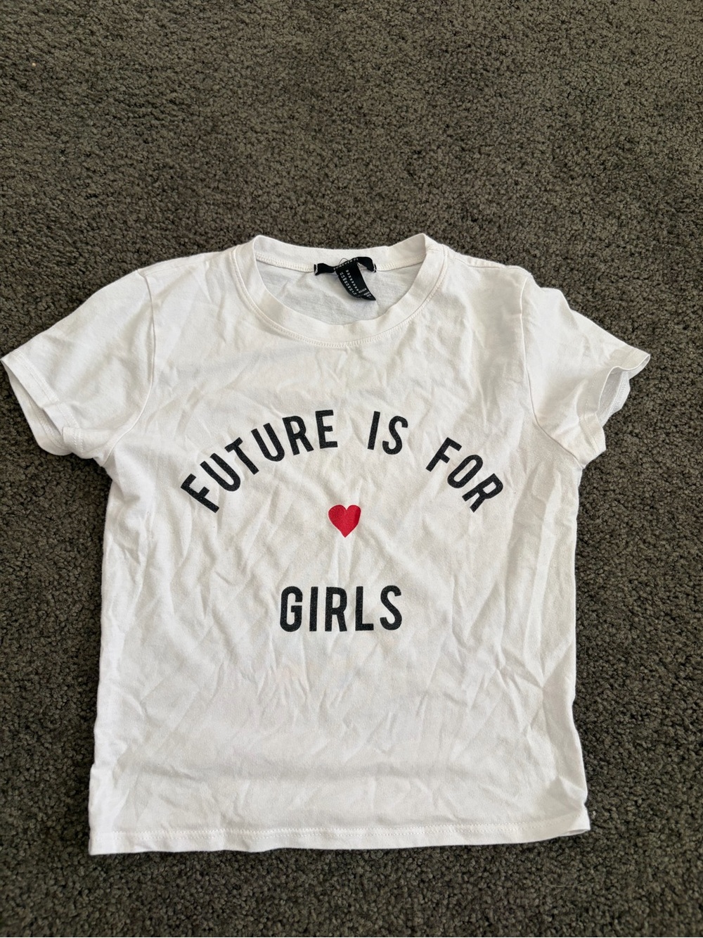 Forever 21 White Graphic Tee with Red Heart